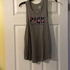 Size small Victoria’s Secret pink brand, gray tank top with flower design